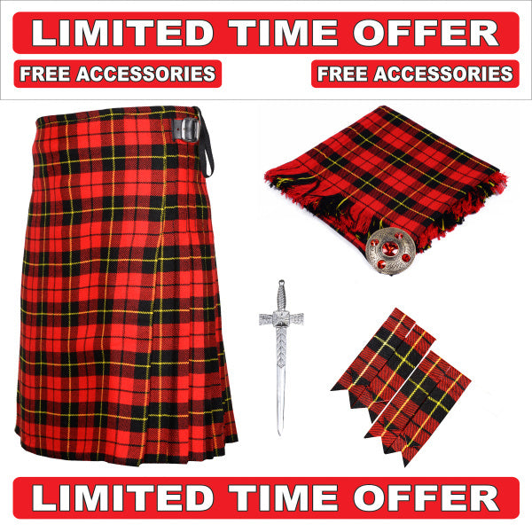 Scottish Men's 8 yard Wallace Tartan Kilt Package outfit