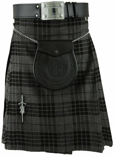 Men's Traditional highland 5 yard Highland Grey kilt set outfit