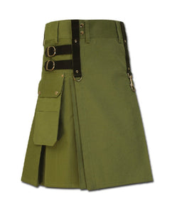 Fashion Utility Kilt Green Steam Punk Kilts For Men