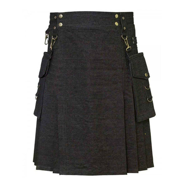 Traditional Fashion Kilt Detachable Pockets Denim utility Kilts For Men