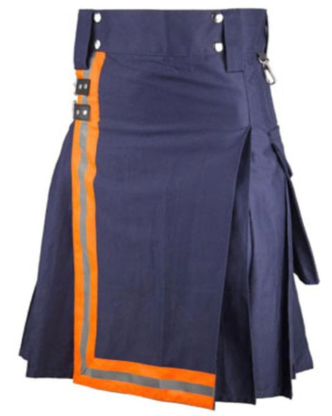 Scottish Men's Firefighter kilt navy Blue  utility kilt