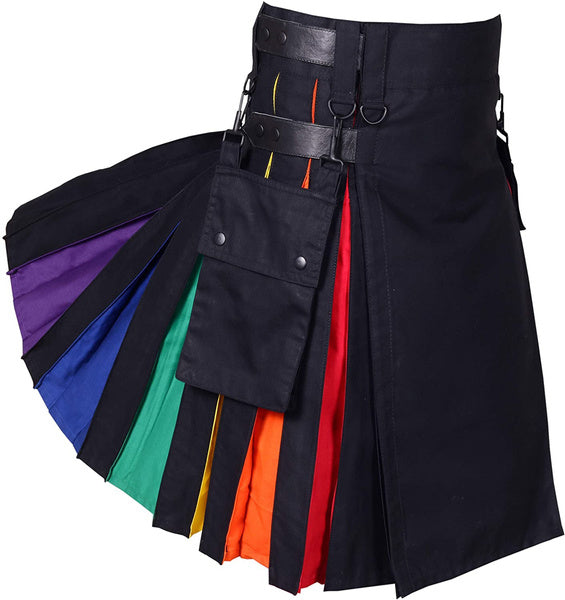 Men's Scottish Fashion Hybrid  Kilts For Men Rainbow cotton Kilt - Fashions Garb