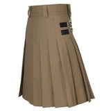 Khaki Cotton Utility Kilts For Men | Fireman Firefighter Utility Kilt