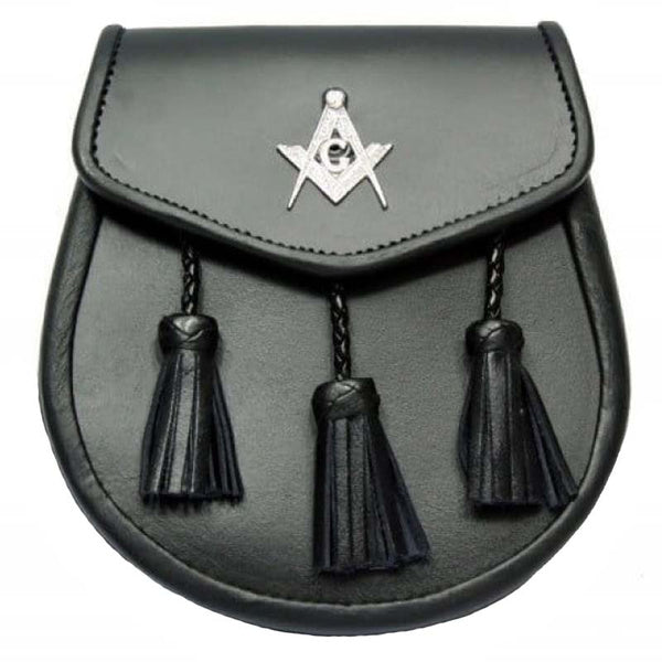 Scottish Great Masonic Leather Sporran with chain belt