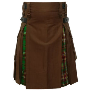 Men's Brown Cotton And Tara Murphy Tartan Modern Hybrid Utility Kilt For Men