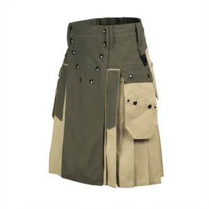 New Scottish Two Toned Workman Utility Kilt | Hybrid Kilt For Men