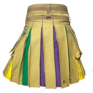 Men's Rainbow Khaki Cotton Hybrid Kilt Nylon Straps Scottish Utility kilt