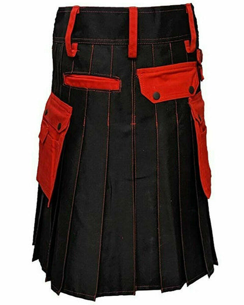 Black Deluxe Men's Utility Kilt Scottish Fashion Utility Kilts For Men