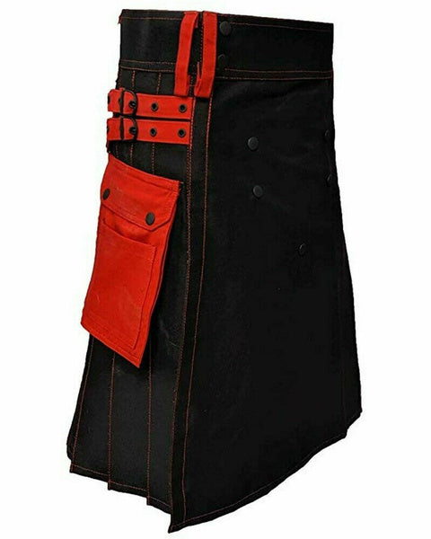 Black Deluxe Men's Utility Kilt Scottish Fashion Utility Kilts For Men - Fashions Garb