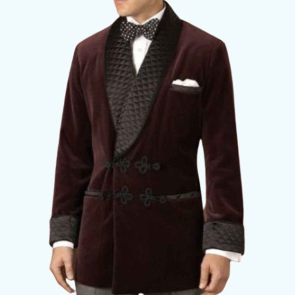 Men's Smoking Jacket Velvet Quilted Coat Designer Party Wear