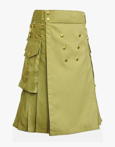 Men's Premium Khaki Utility Sports Kilt For Men-Stylish Utility Kilt For Men