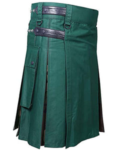 Men's Modern Green and Camouflage Utility Hybrid Kilt For Men