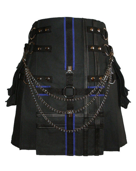 Black Utility Fashion Kilt For Men-Stylish utility Kilt