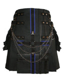 Black Utility Fashion Kilt For Men-Stylish utility Kilt