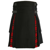 Men's Modern Hybrid Wallace Tartan and Black Cotton Hybrid Utility Kilt