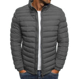 Mens Grey Jackets Zip Up Quilted Lined Bubble Coat Padded Puffer Winter Warm Outwear - Fashions Garb