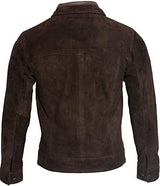Men's Casual Black Real Suede Leather Shirt