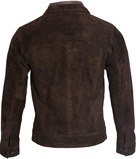 Men's Casual Black Real Suede Leather Shirt