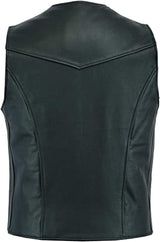 Men's Black Real Leather Waistcoat Vest