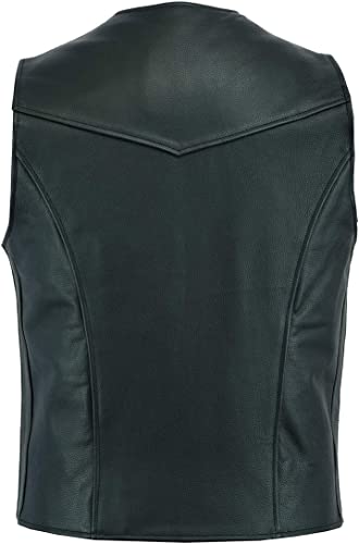 Men's Black Real Leather Waistcoat Vest