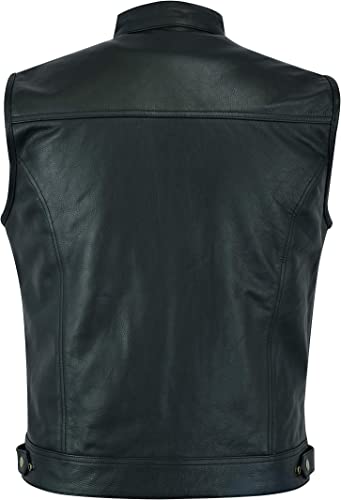 Mens Motorcycle Genuine Leather Biker Vest