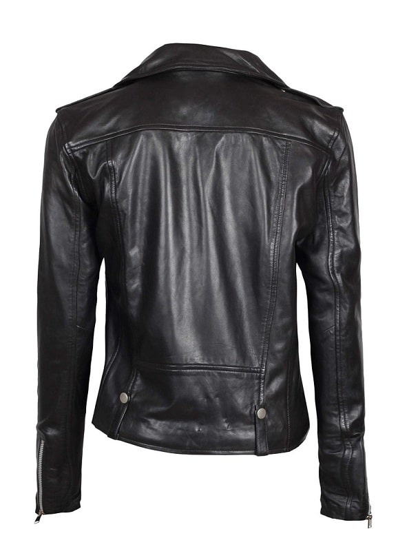 Black Biker women's real leather jackets sale - Fashions Garb