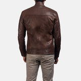 Brown Leather Biker Jacket for men