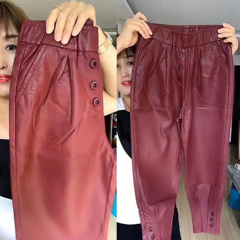 Women Spring Autumn High-Waist Trousers Elastic Pants