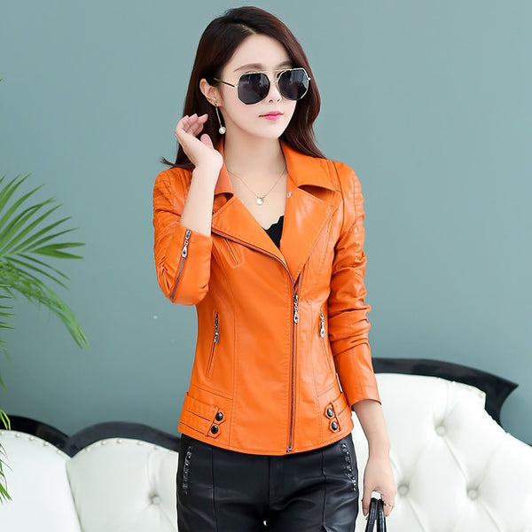  Leather Jacket Female Spring Plus Size