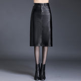 Women Leather Skirt  Autumn Winter  Lady High Waist  Wrap Hip Skirt 