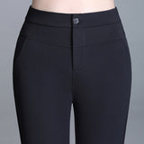 Women Elastic High Waist Flare Pants Straight Trousers