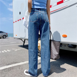 Women Jeans  New Wide Leg Casual  High Waist Trouser  Jeans Fashion Straight