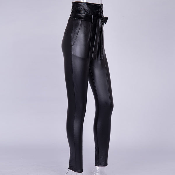 Gold Black High Waist Pencil Pants Women 