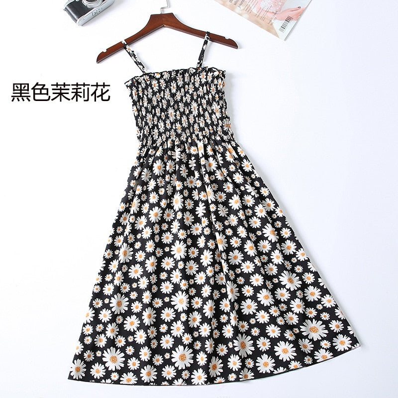 Summer Strapless Pleated Women Chiffon Dresses Female High Waist