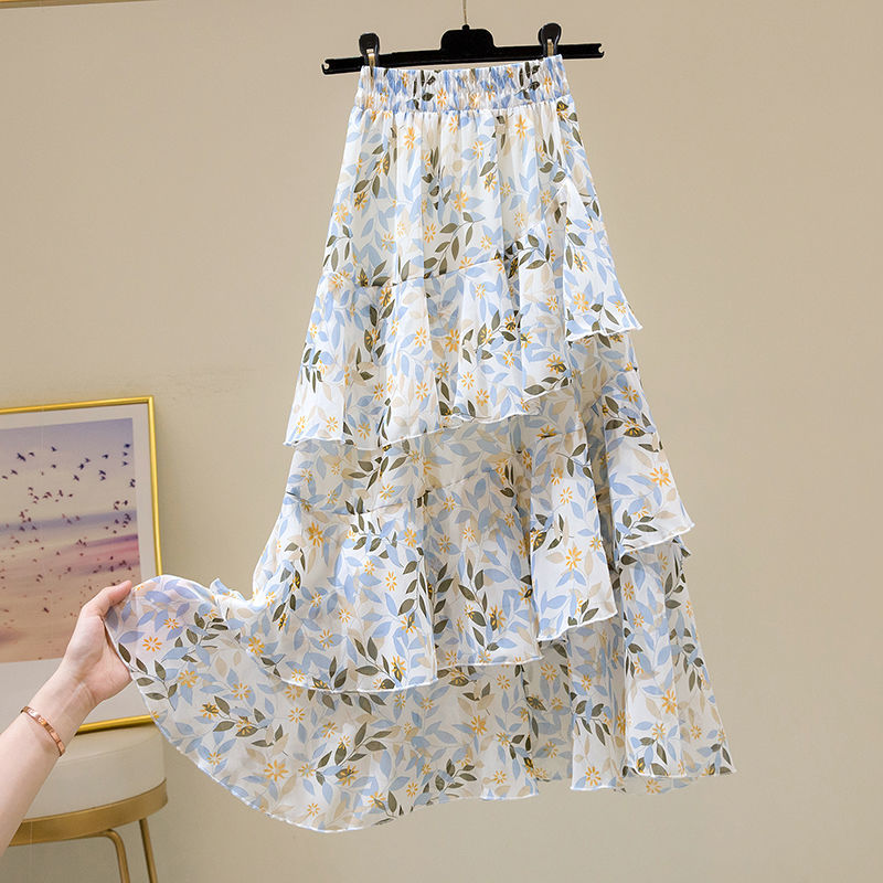 Half-length skirt new summer floral A-Line Skirt