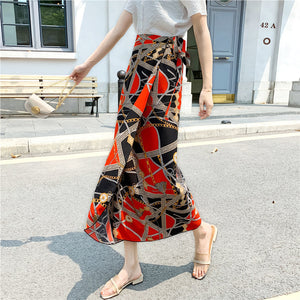 Summer floral skirt mid-length new style lace chiffon Skirt