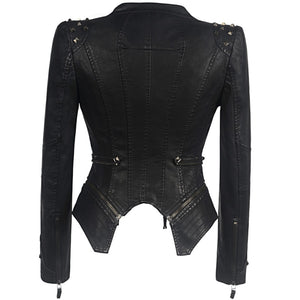 Leather Jacket Women Femme Motorcycle