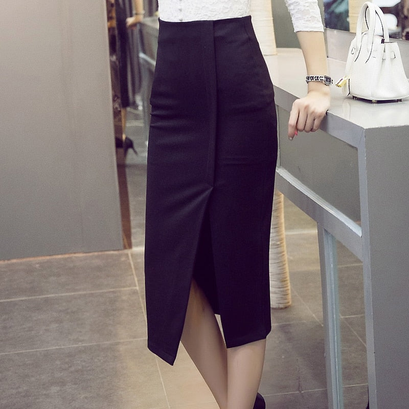 High Waist Pencil Skirt Women Fashion  Midi Skirt 