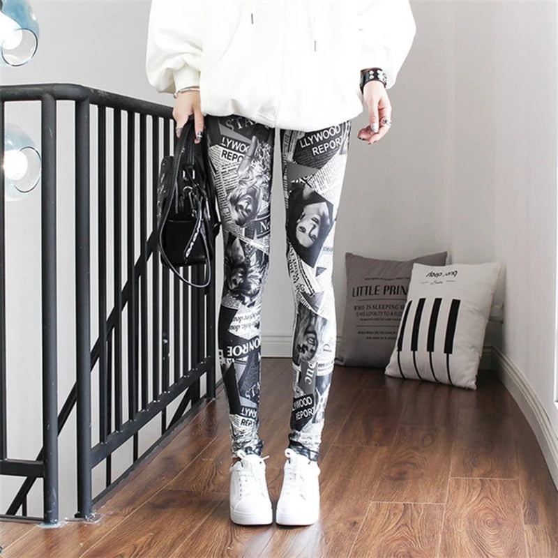 Print Leggings For Women Elastic Design Vintage Leggings