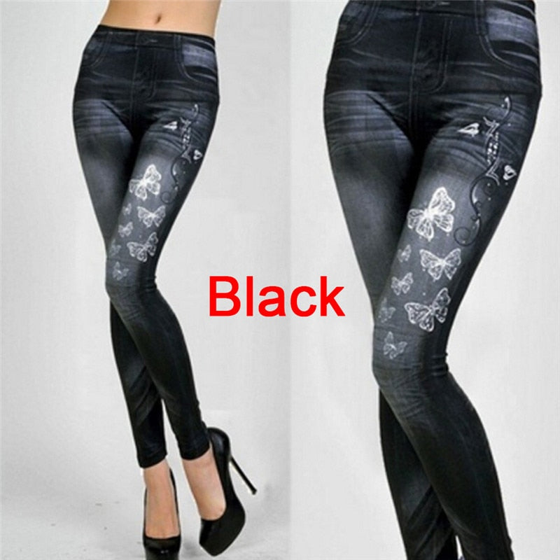  Women Fitness Blue Black Leggings