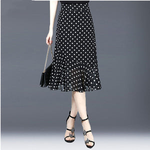 Chiffon Floral Skirt  Summer High Waist  A- line Skirt Woman Skirts