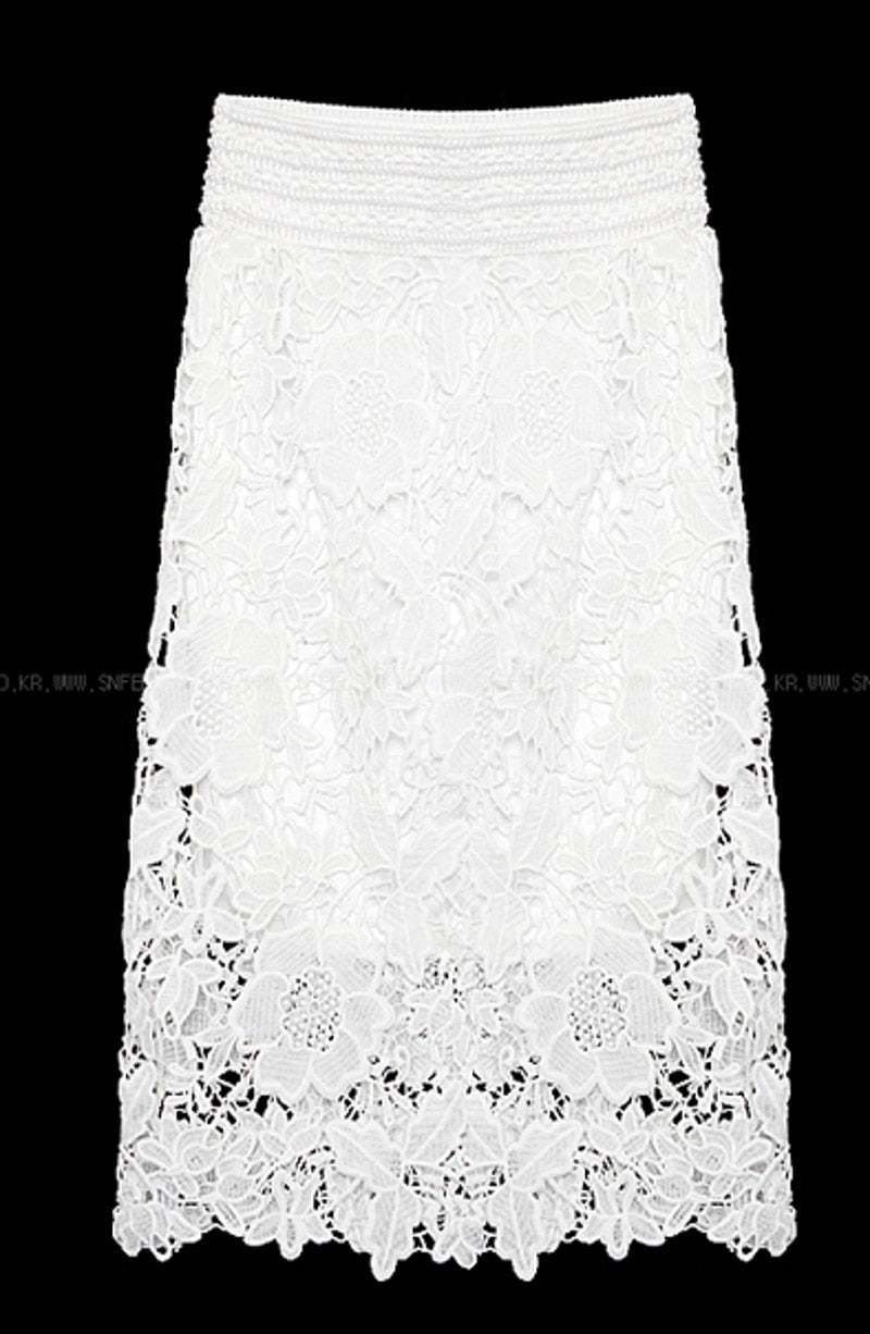  Lace embroidery midi skirt women