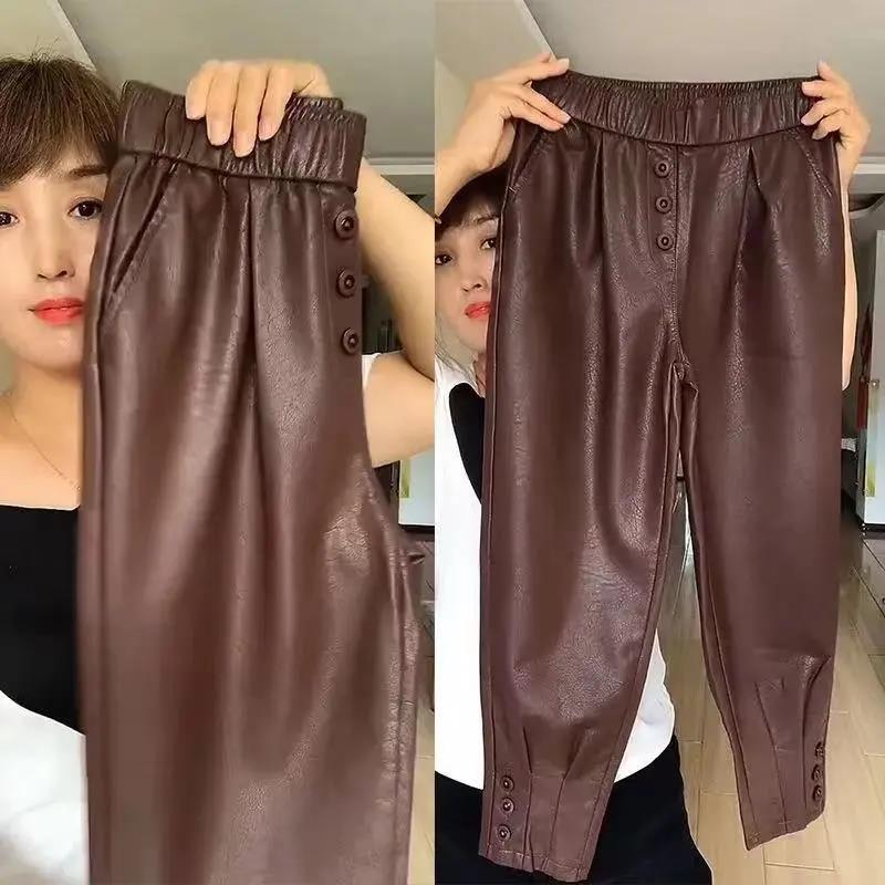 Women Spring Autumn High-Waist Trousers Elastic Pants