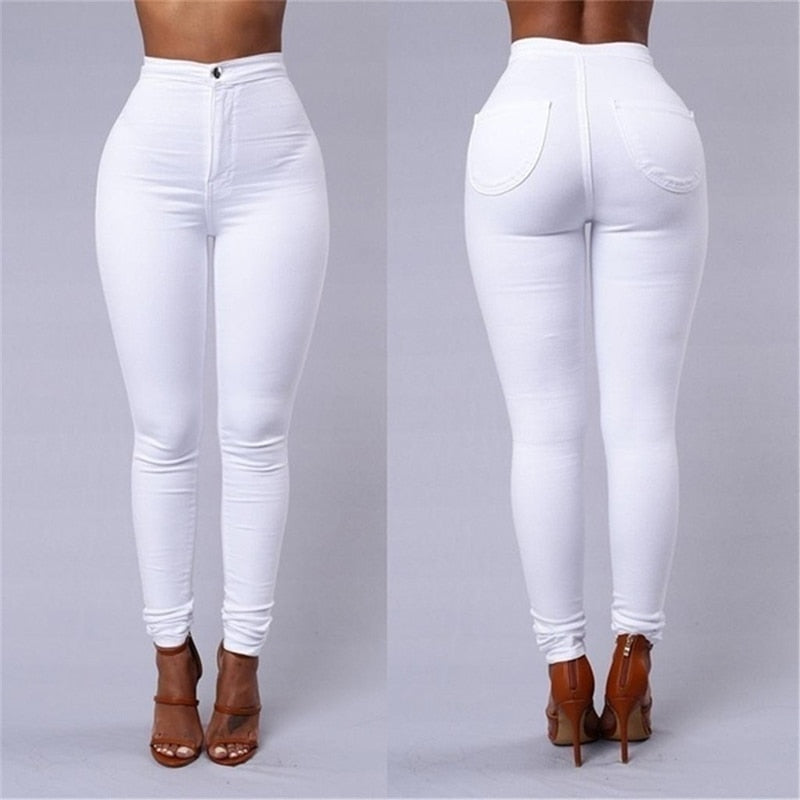  Women Western-style Trousers White Black Pants High Waist Pencil Pants