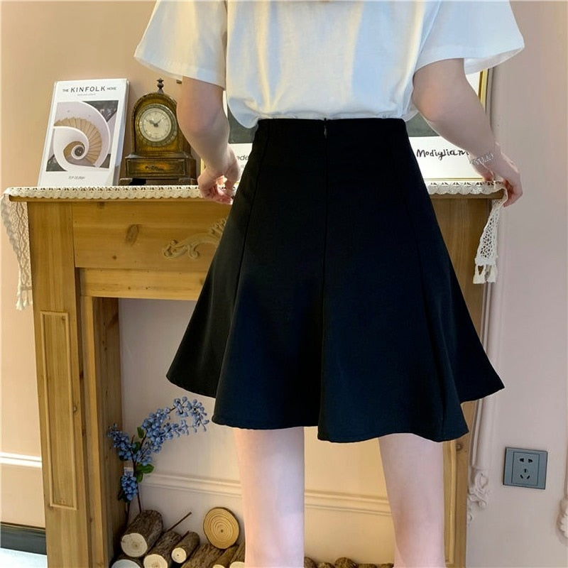 Pleated Pure Color High Waist Skirts