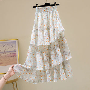 Half-length skirt new summer floral A-Line Skirt