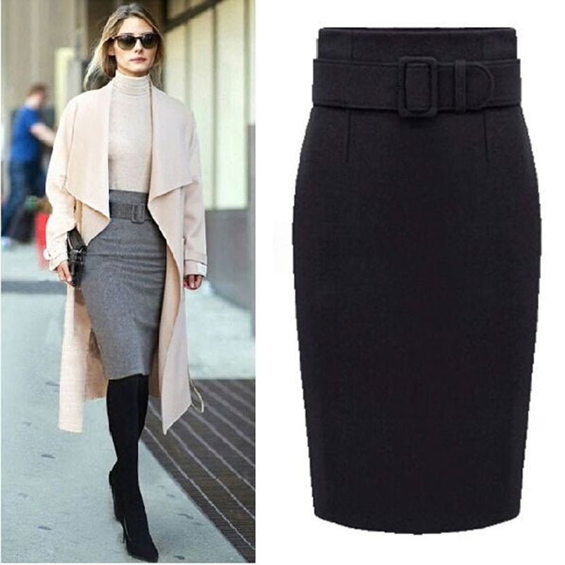  Plus Size High Waist Pencil Skirt Women Skirts