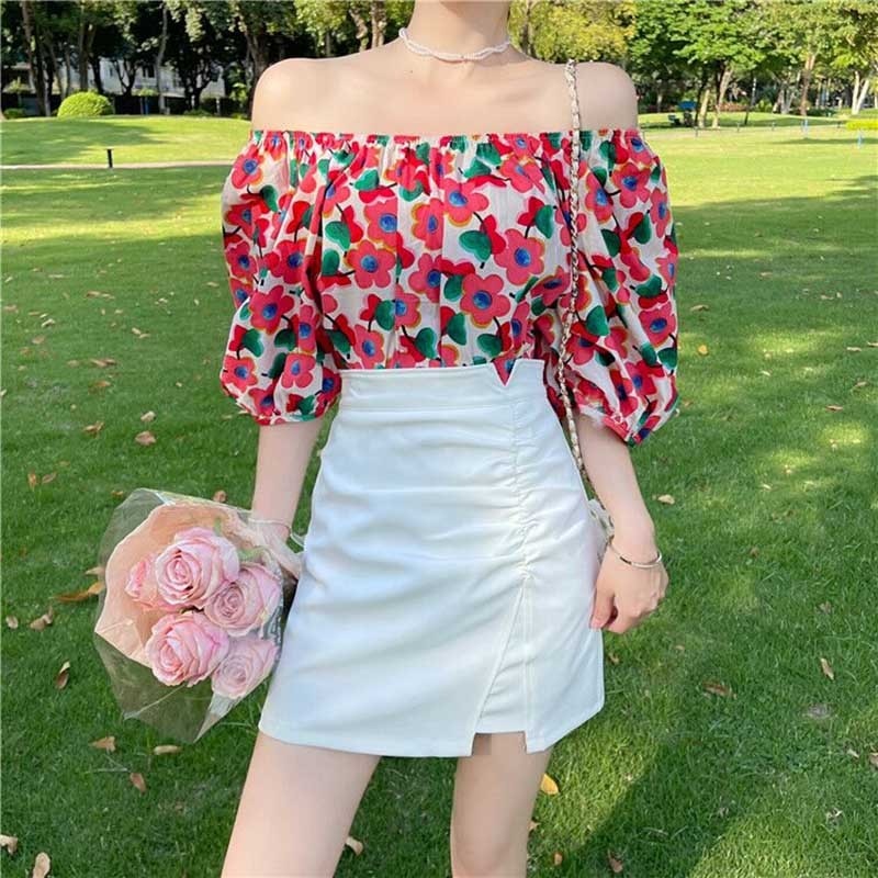 A-line Skirts High Waist Summer Solid Color Short Skirt Female