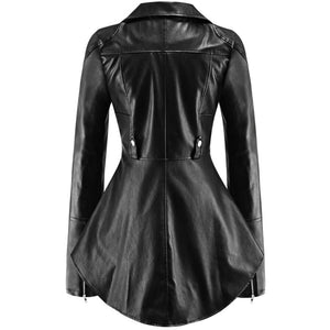 Women Leather Zipper Jacket Biker Motorcycle Coat