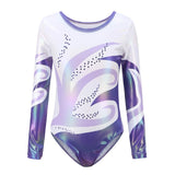 Children Girls Diamante Long Sleeve Ballet Practice Dance Wear Gymnastics Ballet